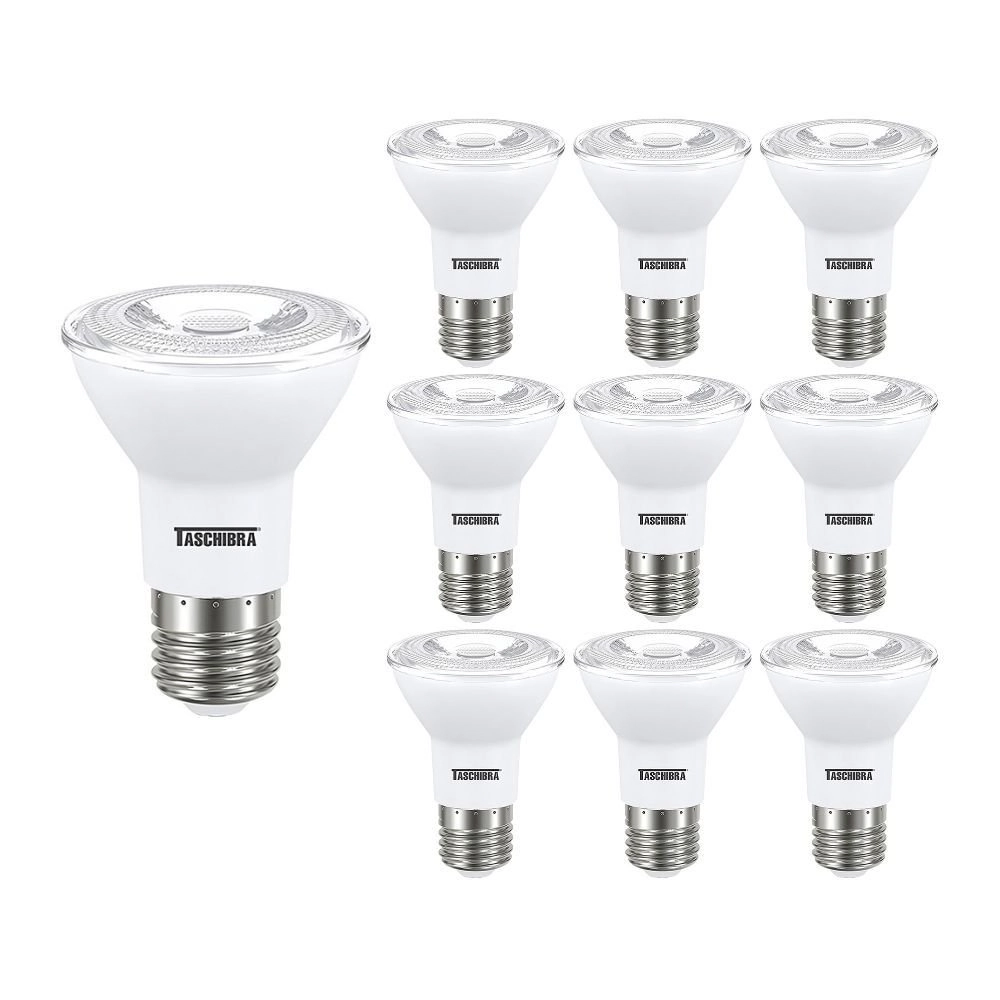 10 Lâmpadas Led Taschibra Par 20 Ip20 7w E27 Bivolt 6500k Luz Branca