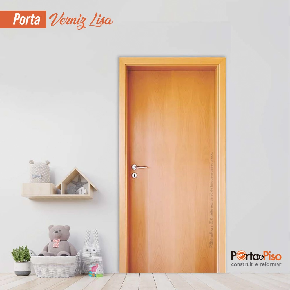 Kit Porta Tauari Verniz Lisa Mapaf Batente 12cm 215x84,5 Abertura Lado Direito