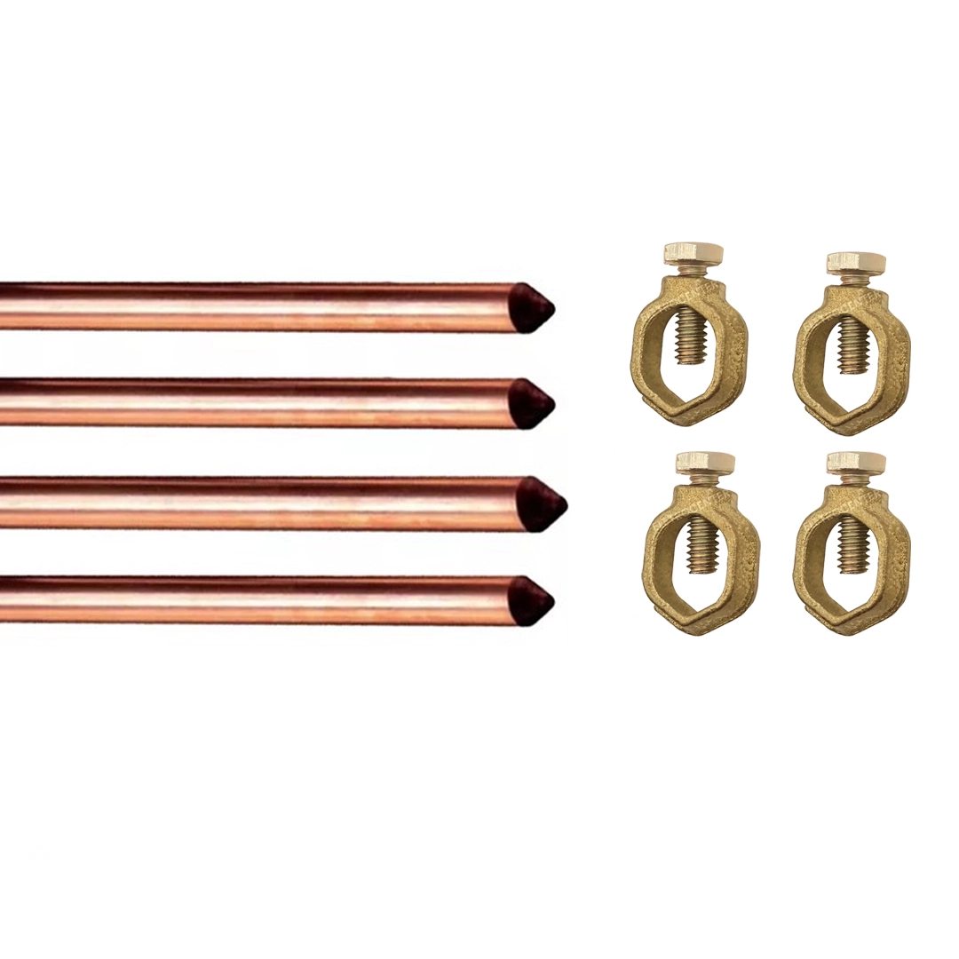 Kit 4 Haste Aterr Cobre - 1/2 X 2,0mts 10mm + 04 Conector