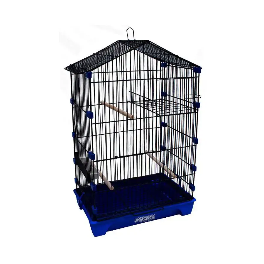 Gaiola Para Pássaros Preta Com Base Azul Gaiolas Quatiguá