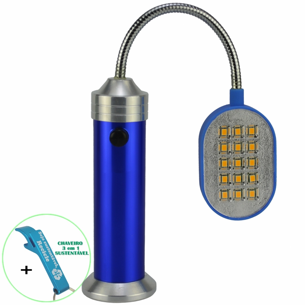 Lanterna De Led Flexível Com Imã 30 Leds Azul + Chaveiro Cbrn16365