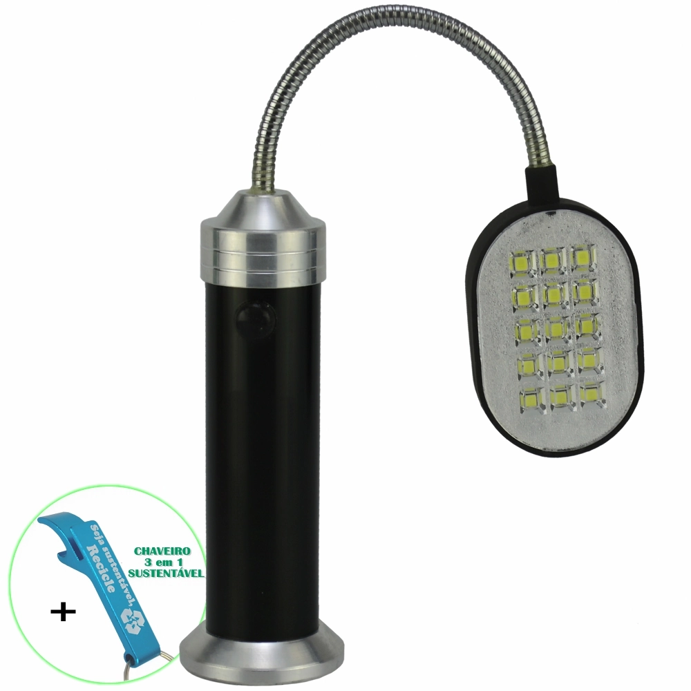 Lanterna De Led Flexível Com Imã 30 Leds Preto + Chaveiro Cbrn16372