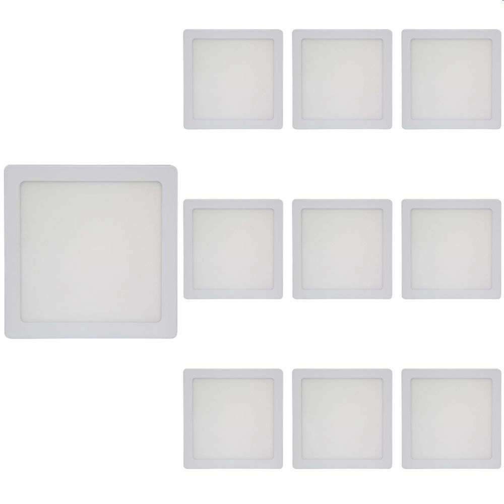 10 Painel De Led Blumenau Quadrado De Sobrepor 12w Bivolt 4100k Luz Neutra