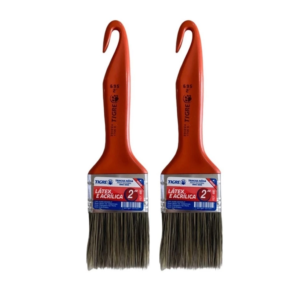 Kit 2 Trincha Pincel P/ Pintura Látex Acrílica 2 Tigre