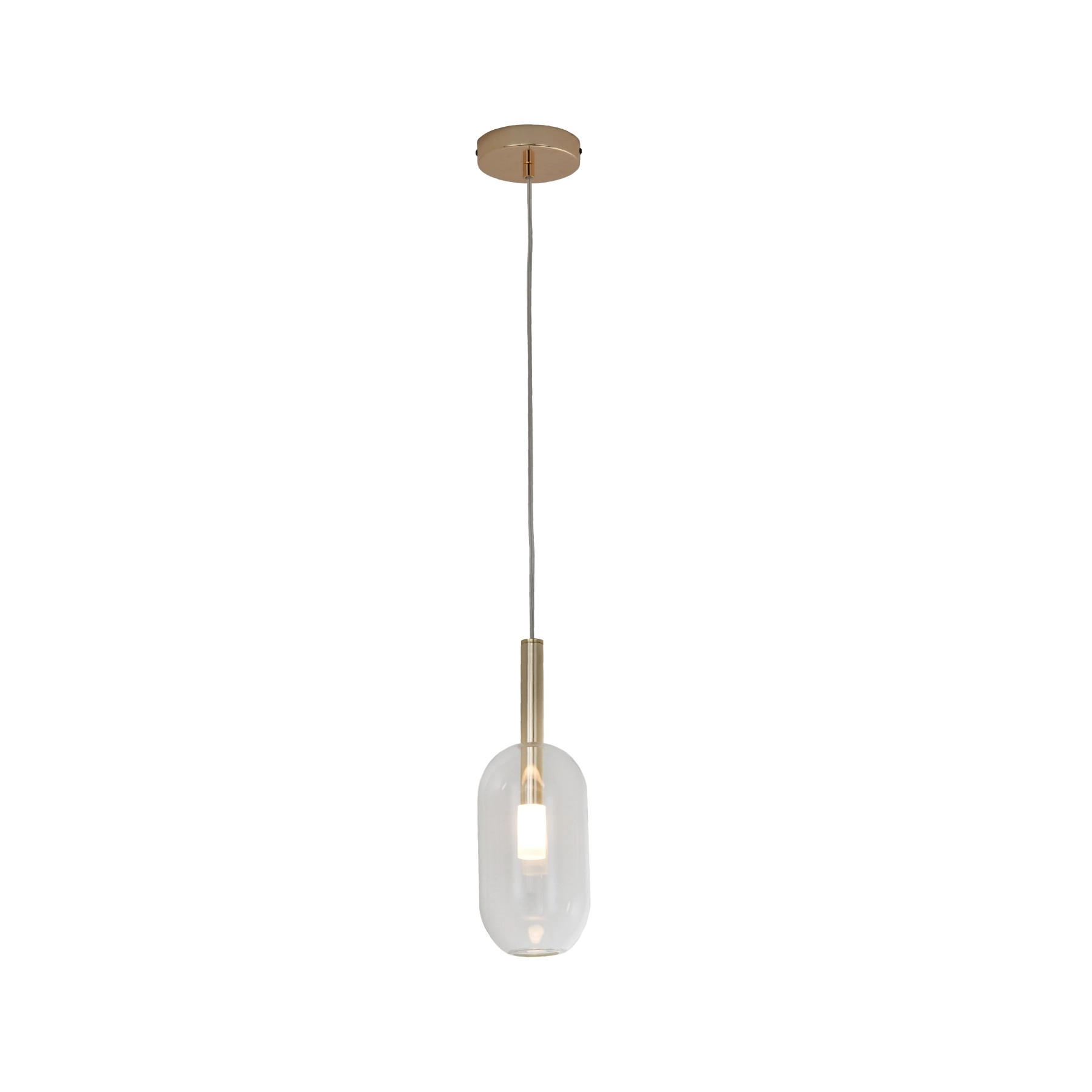Pendente Oval 1 Lâmpada Metal e Vidro Incolor Remi Hevvy Iluminação