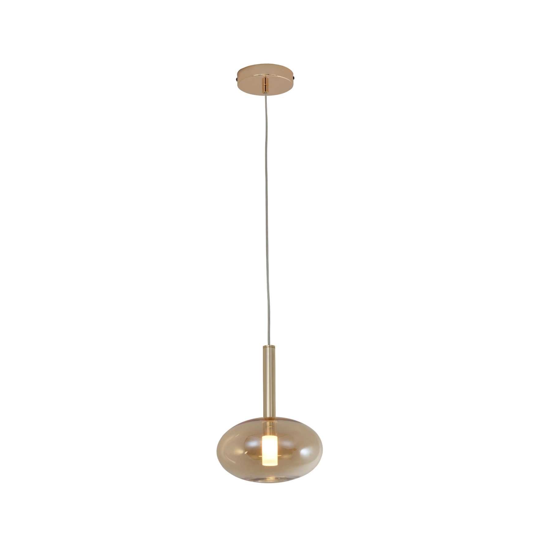 Pendente Oval 1 Lâmpada Metal e Vidro Rose Gold Remi Hevvy Iluminação
