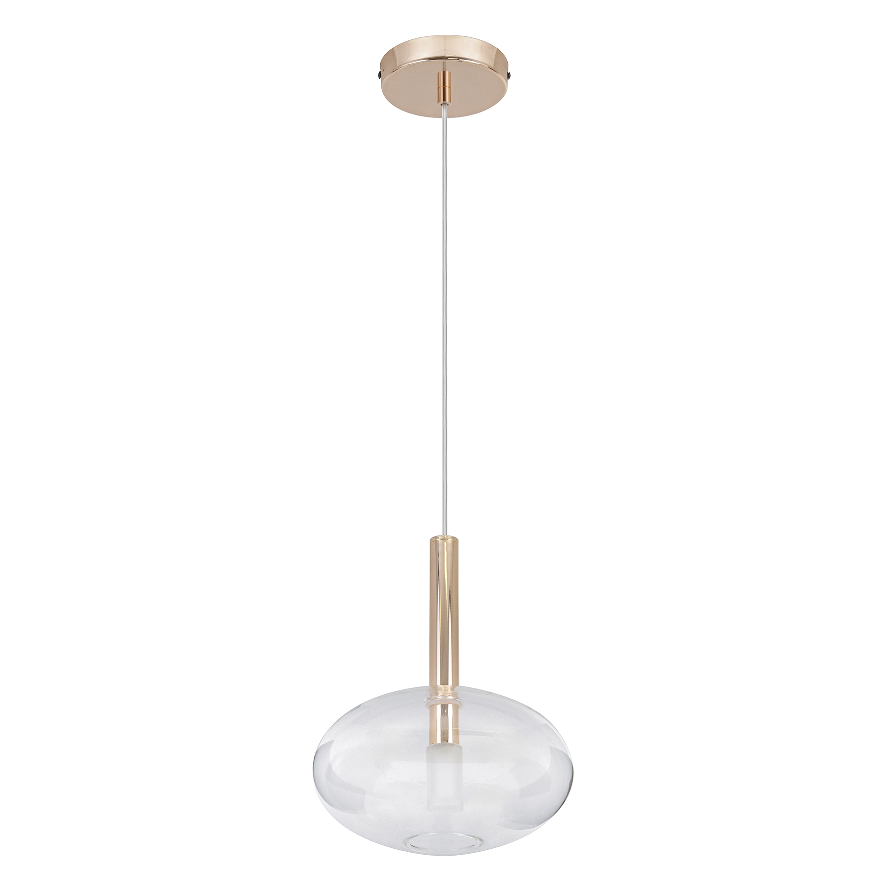 Pendente Oval 1 Lâmpada Metal e Vidro Incolor Remi Hevvy Iluminação