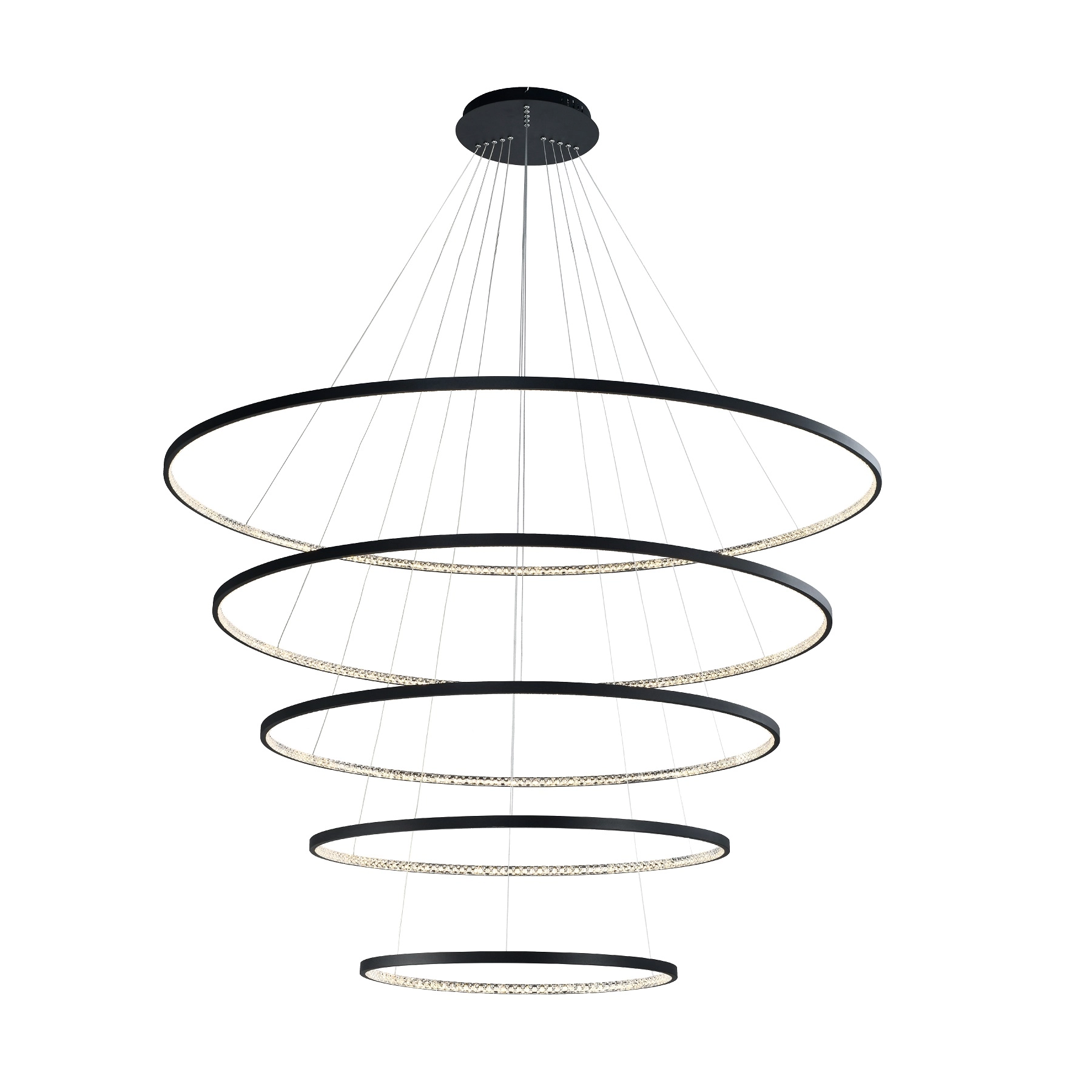 Pendente LED 5 Anéis Preto 157W Milano Hevvy