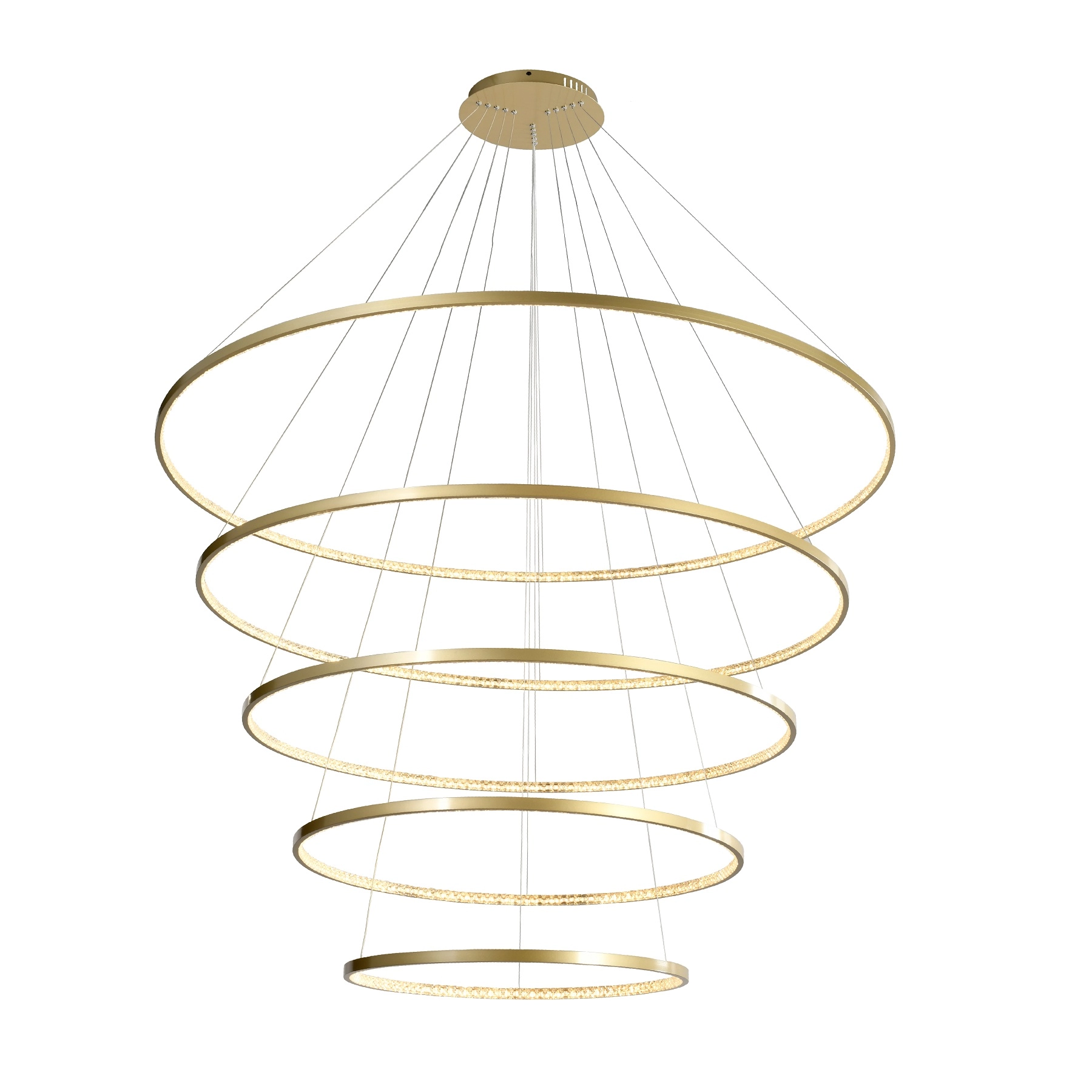 Pendente LED 5 Anéis Dourado 157W Milano Hevvy