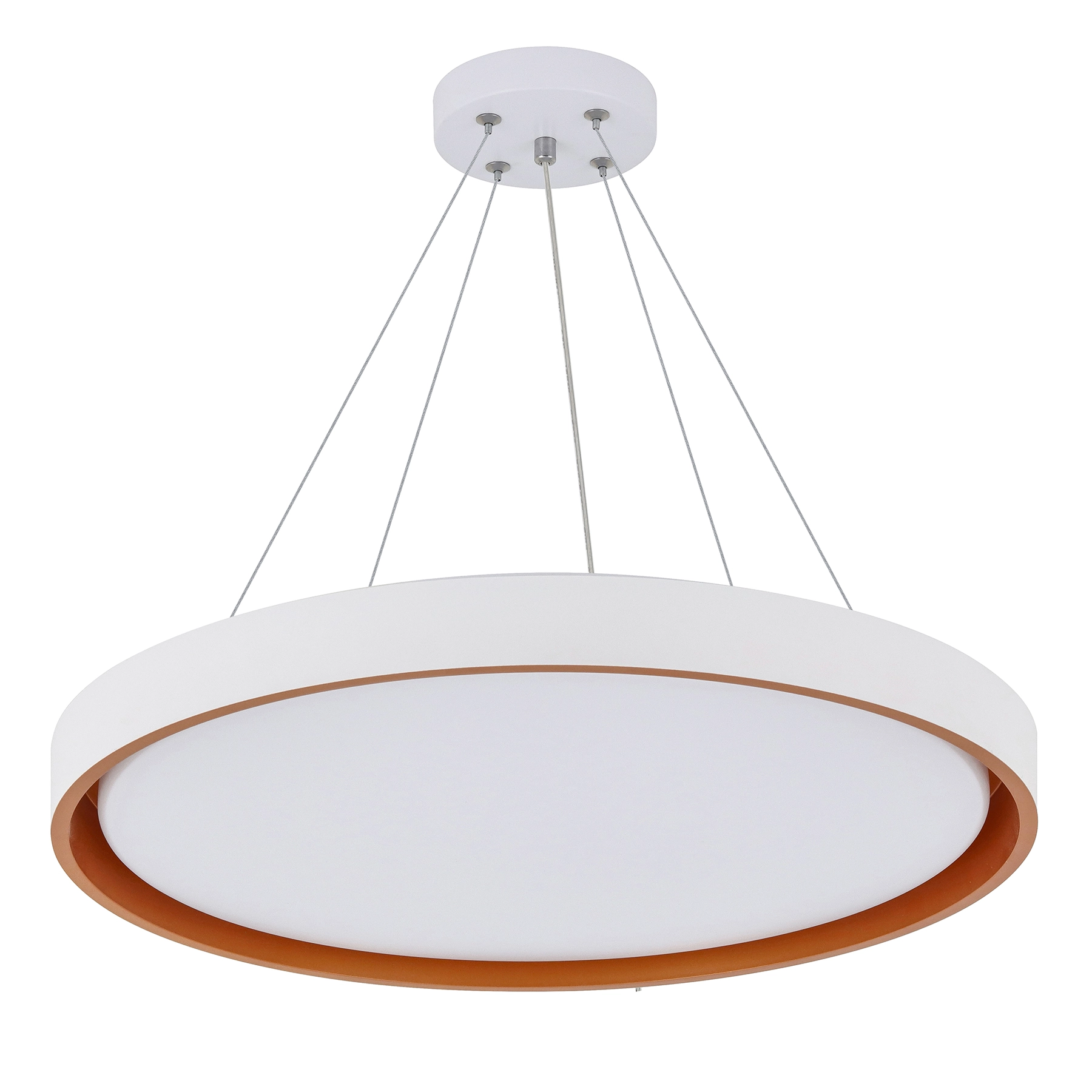 Pendente LED Redondo Branco e Dourado 51cm Montana Hevvy