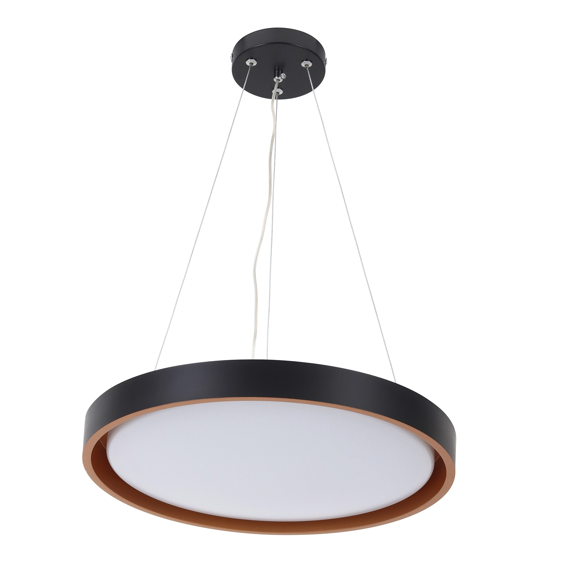 Pendente LED Redondo Preto e Dourado 41cm Montana Hevvy