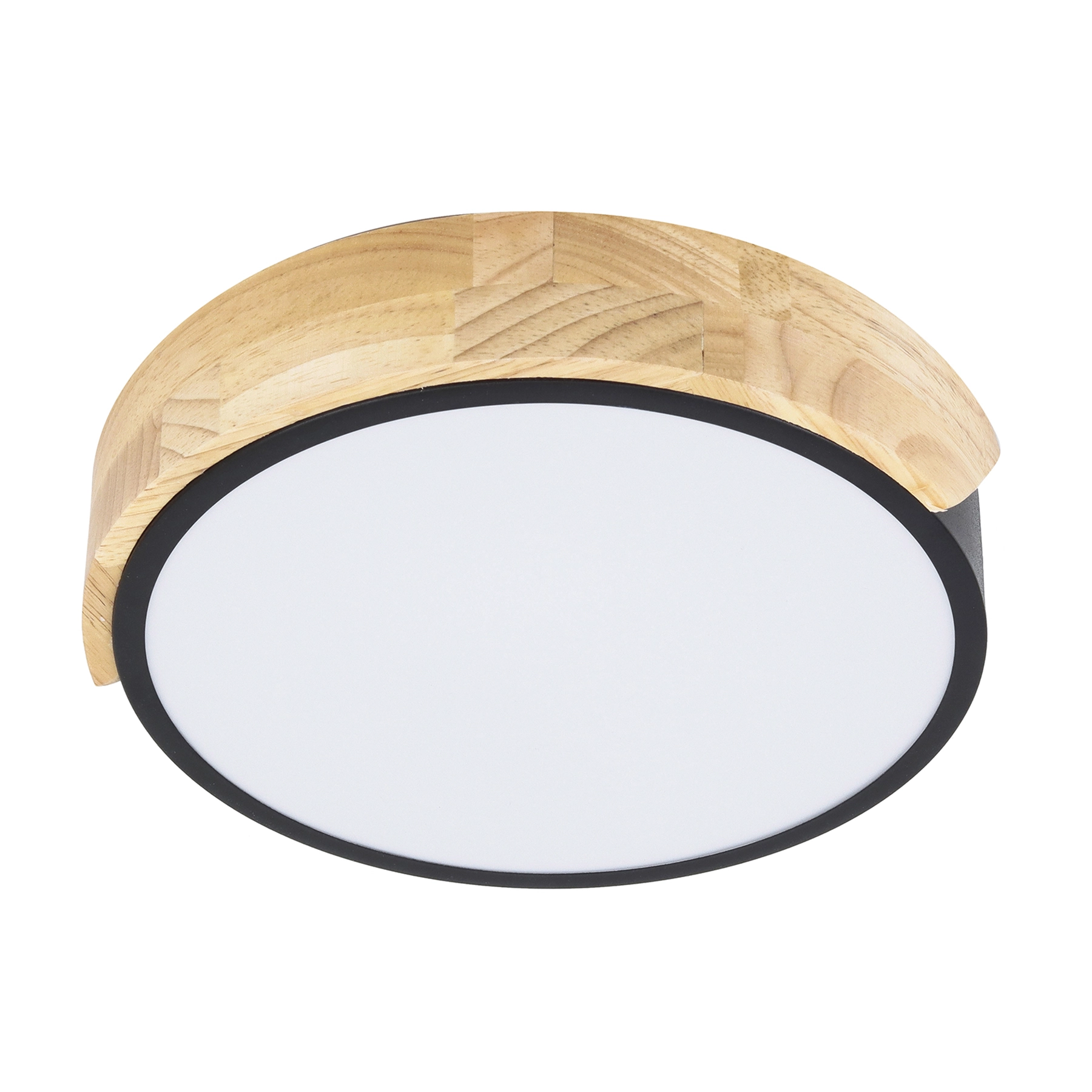Plafon LED Redondo Preto 23cm Madeira Inspiration Hevvy