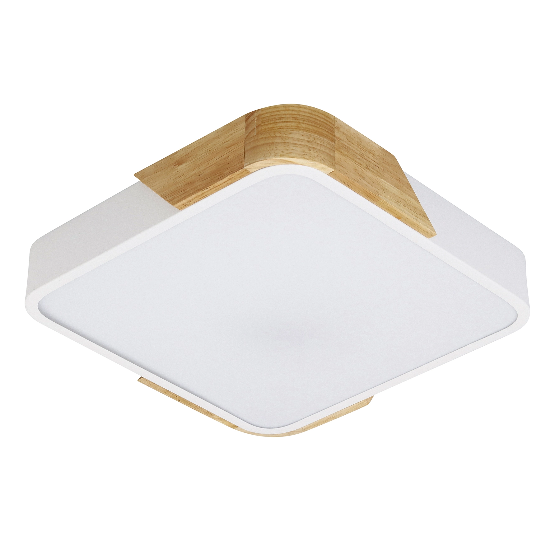 Plafon LED Quadrado Branco 30cm Madeira Wood Hevvy