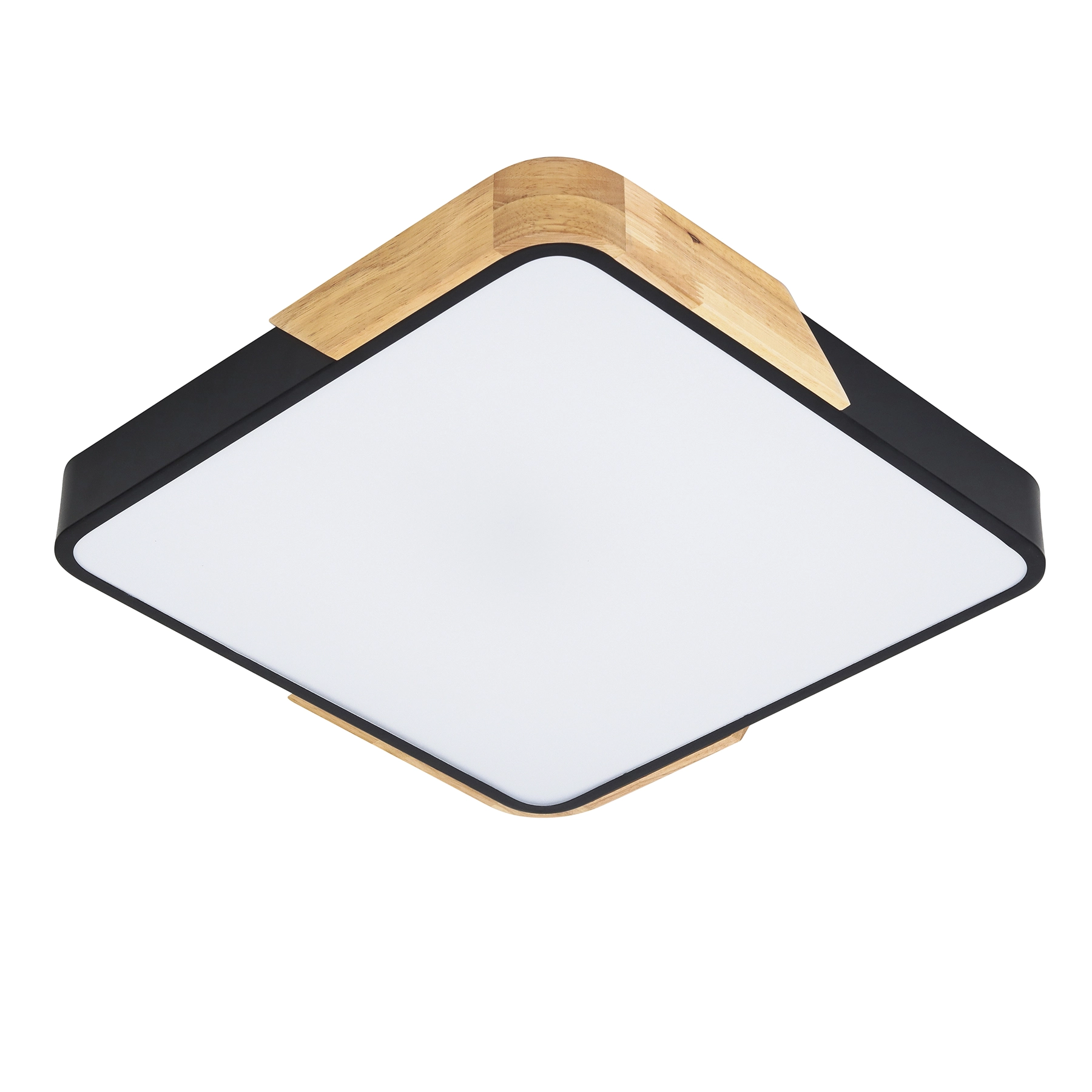Plafon LED Quadrado Preto 40cm Madeira Wood Hevvy