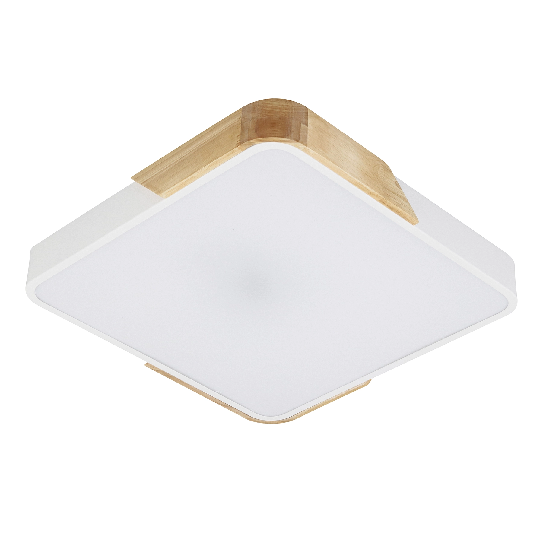 Plafon LED Quadrado Branco 40cm Madeira Wood Hevvy