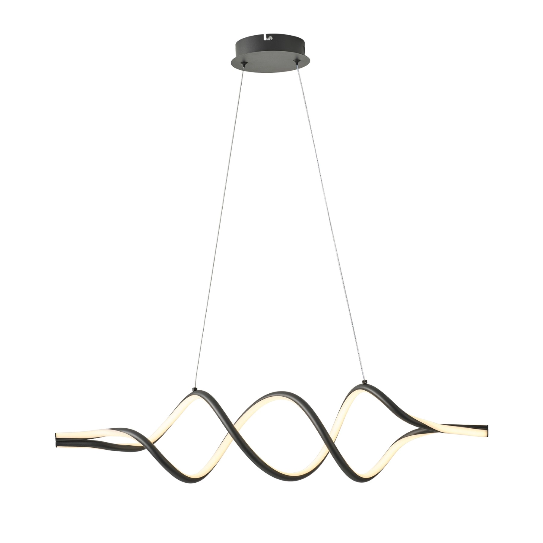 Pendente Espiral Com LED Preto Metal Horion Hevvy Iluminação