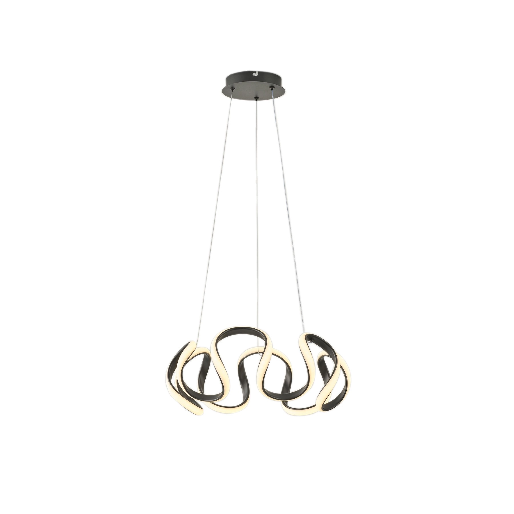 Pendente Espiral Com LED Preto Metal Horizon Heavvy