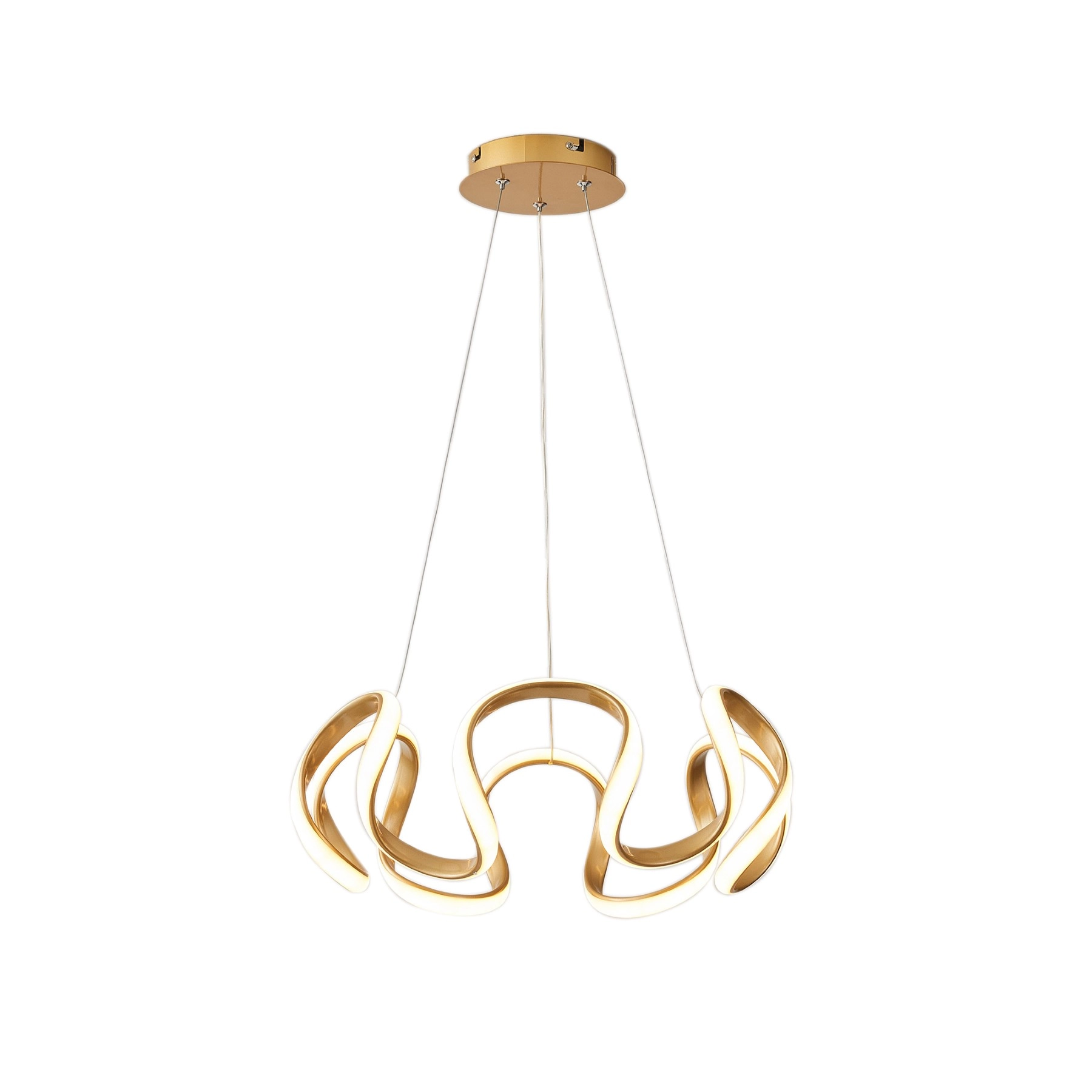 Pendente Espiral Com LED Dourado Metal Horizon Heavvy