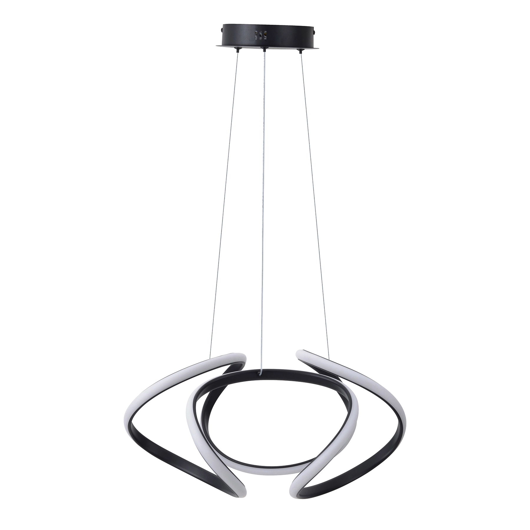 Pendente Espiral Com LED Preto Metal Horizon Heavvy