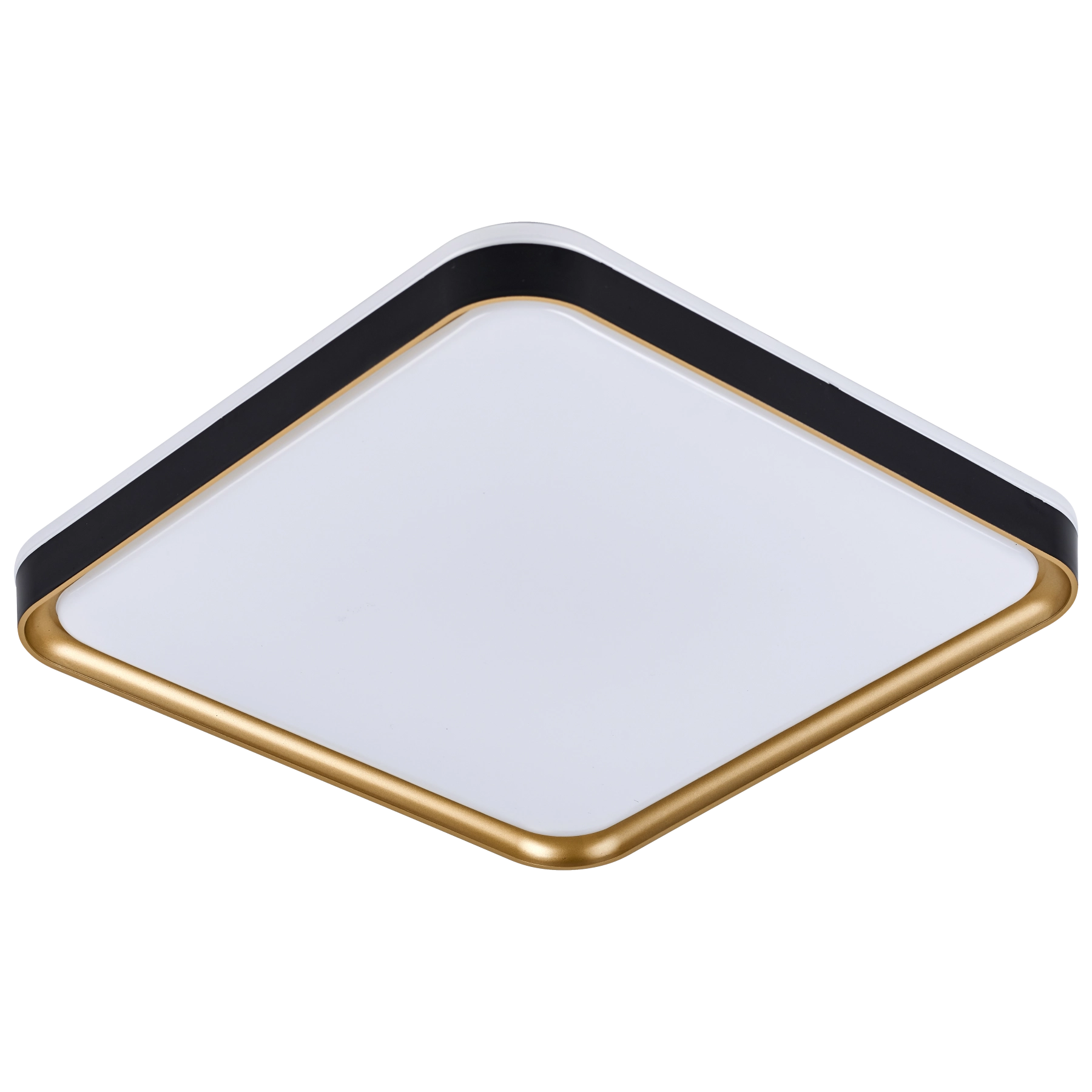 Plafon Com LED 3 em 1 Metal Preto e Dourado 30x30cm Toronto Hevvy Iluminação