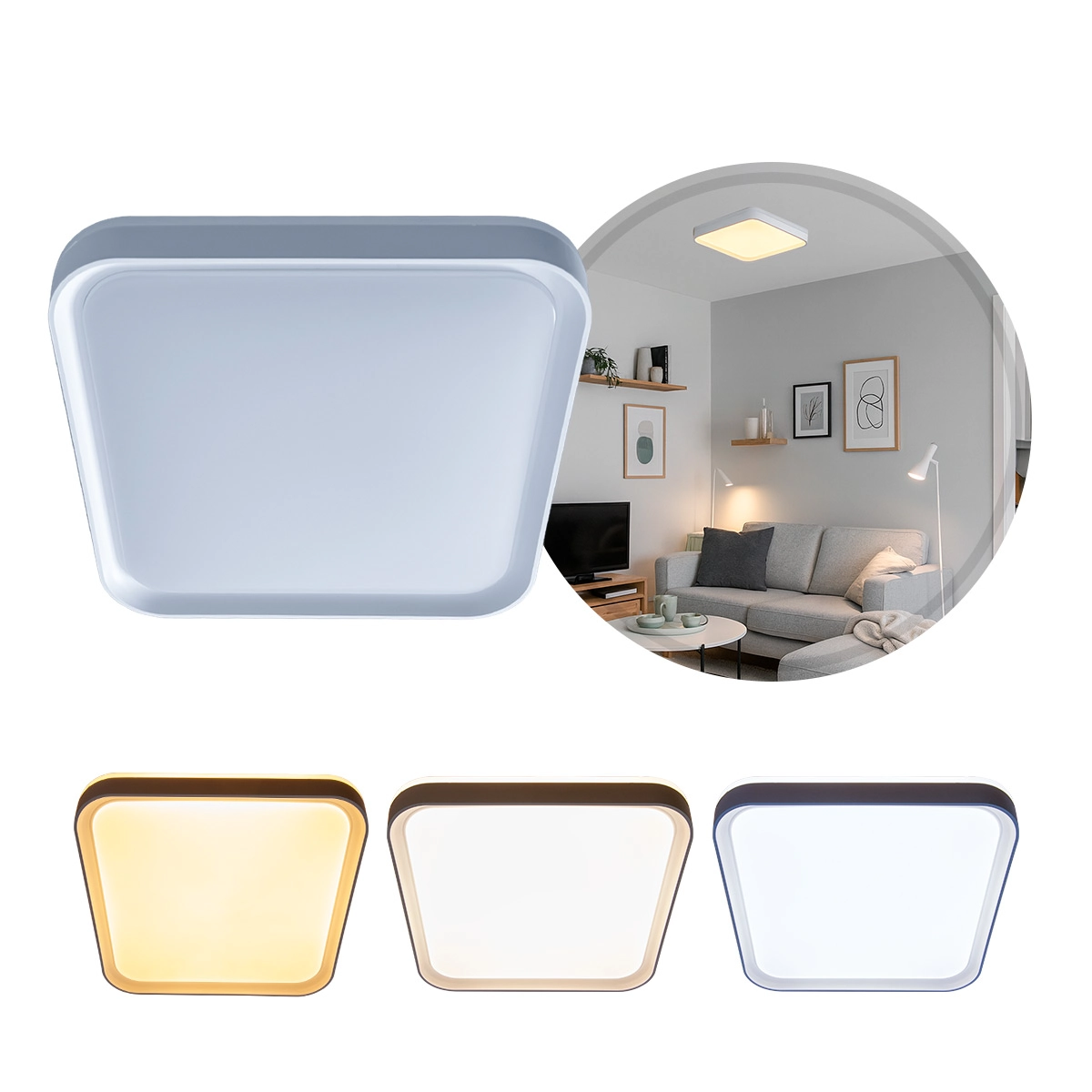 Plafon Toronto Quad 30cm 24w Branco C  Branco