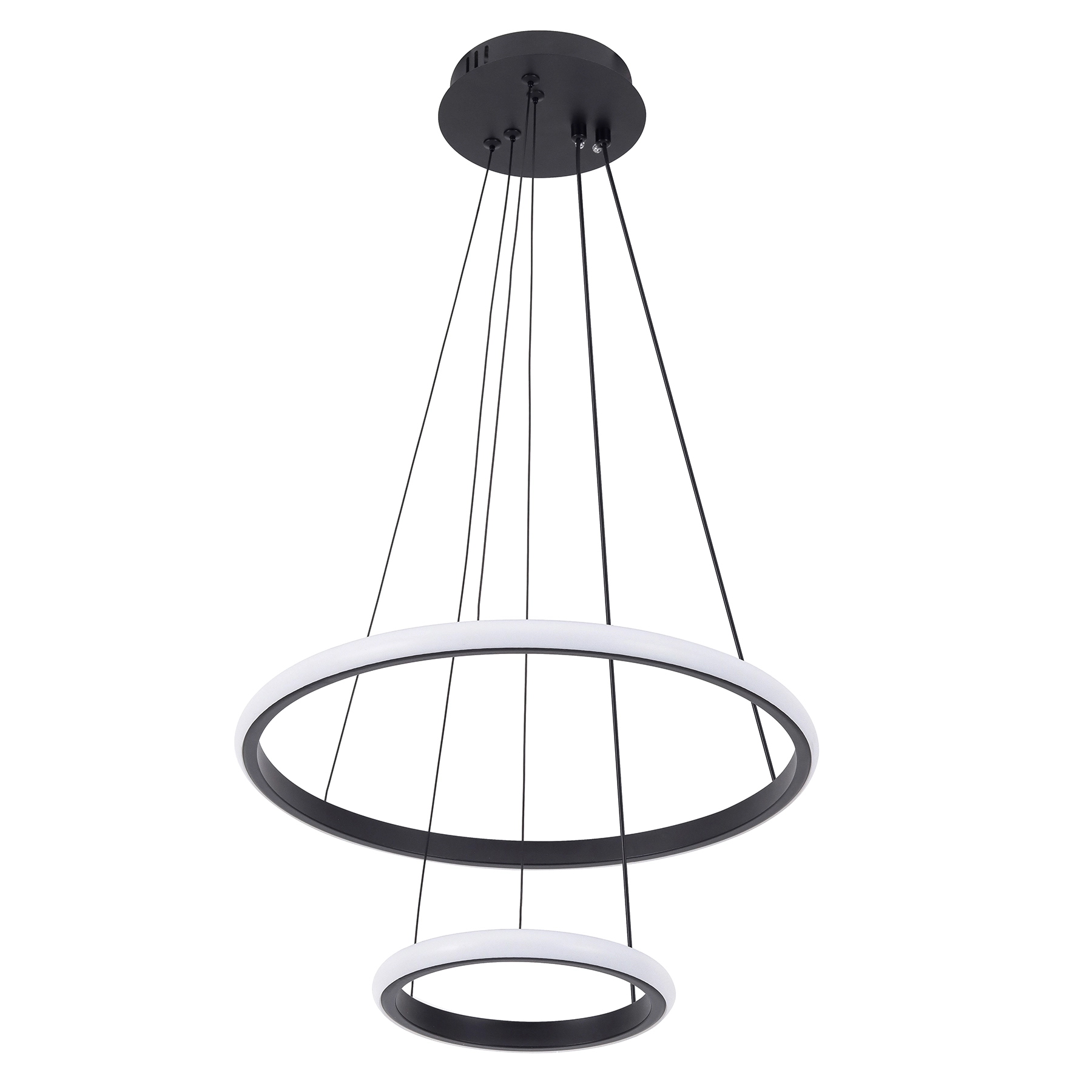 Pendente Redondo Com LED 3 em 1 Aço Horizon 2 Aros Hevvy Iluminação Preto