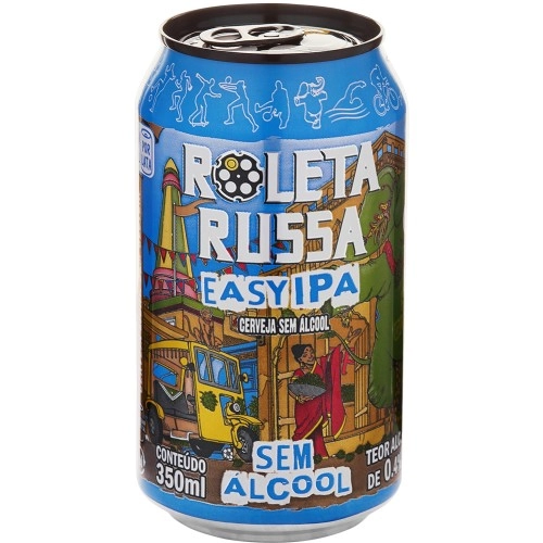 Cerveja Artesanal Roleta Russa Easy IPA Lata S/ Gluten e S/ Álcool 350ml