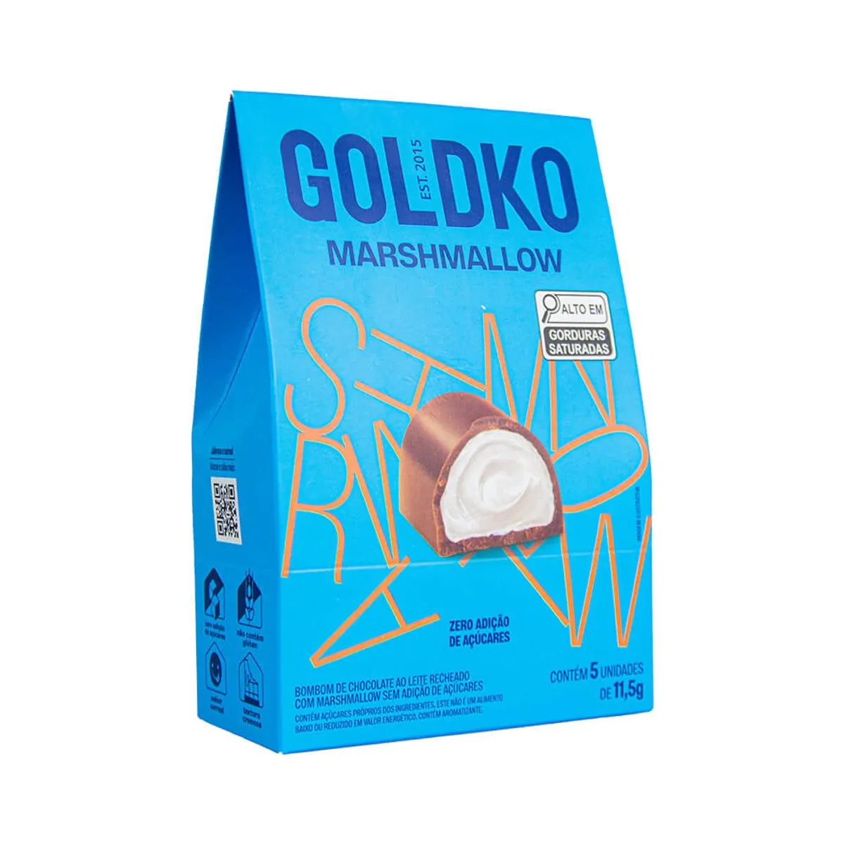 Bombom Ao Leite Recheio Marshmallow Goldko Caixa 57,5g 5 Unidades