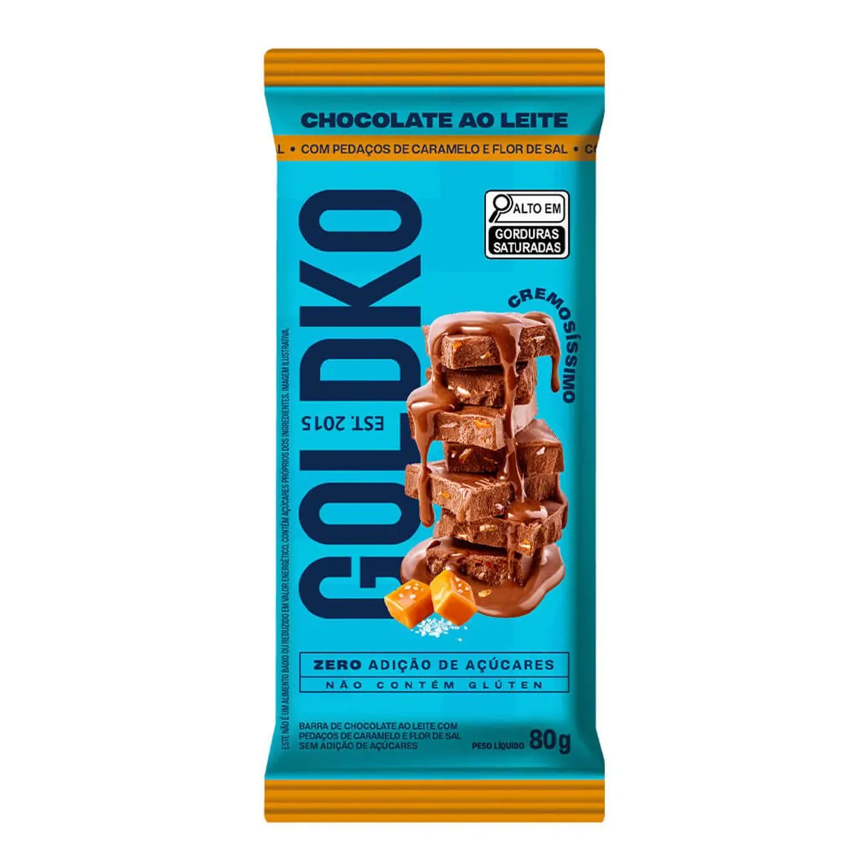 Choc Ao Leite C/ped De Caramelo E F De Sal Gold Ko 80g