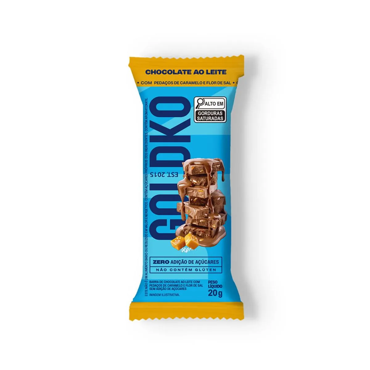Barra De Choc Ao Leite Caramelho E Flor De Sal Zero Aucar 80g Goldko