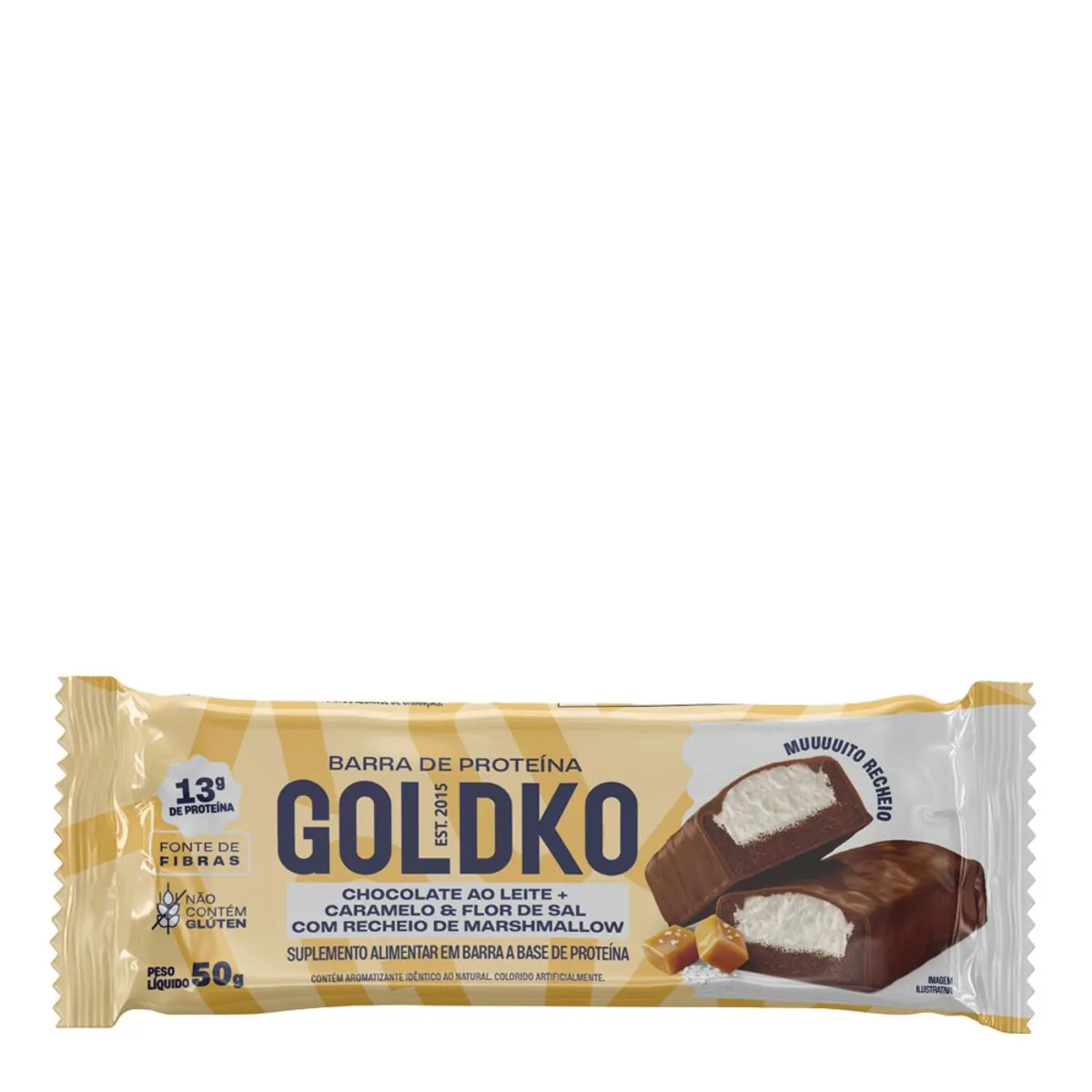 Barra De Proteina Chocolate Ao Leite Flor Sal Marsh Gold Ko 50g