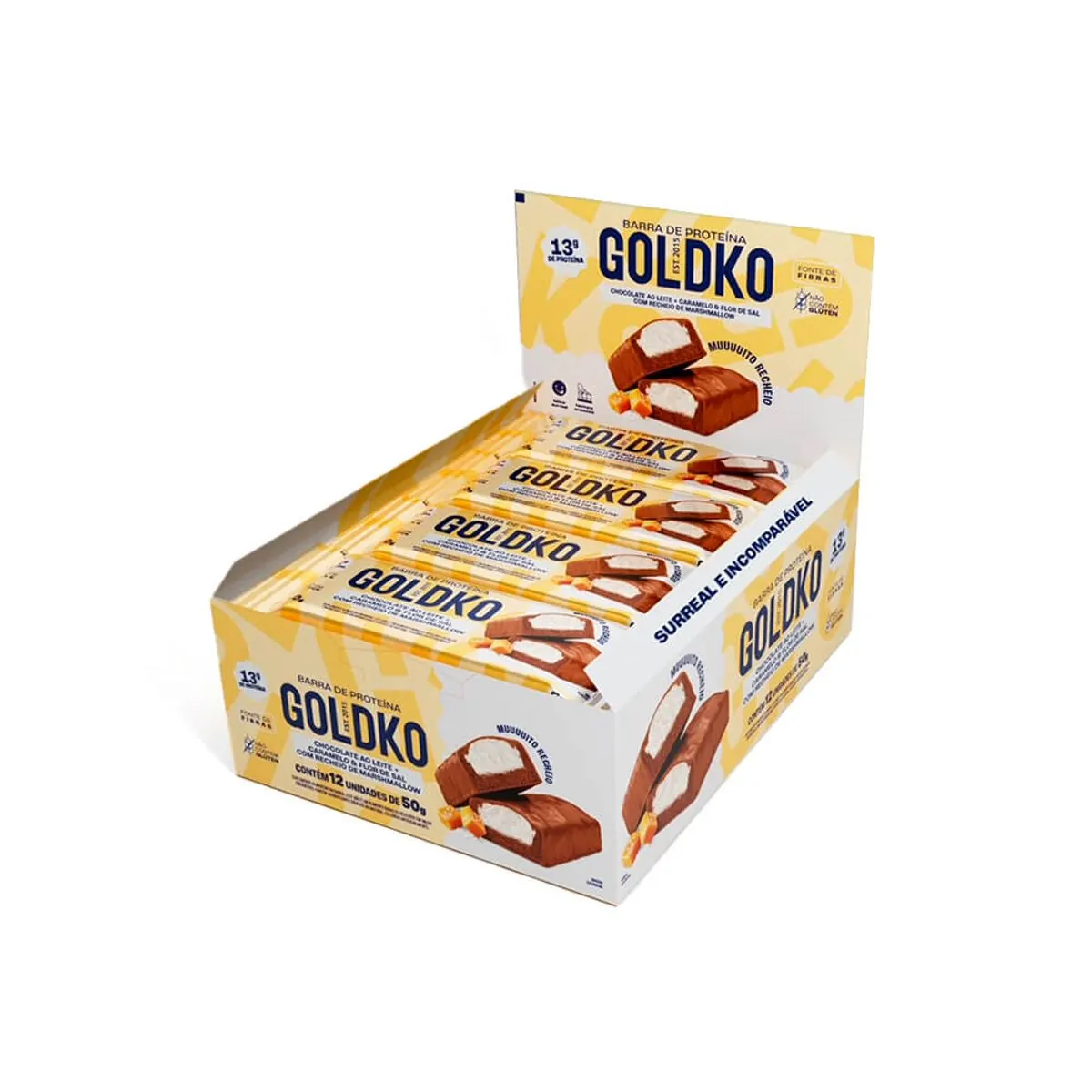 Barra De Proteina Goldko 50g Caramelo E Flor De Sal Marshmallow