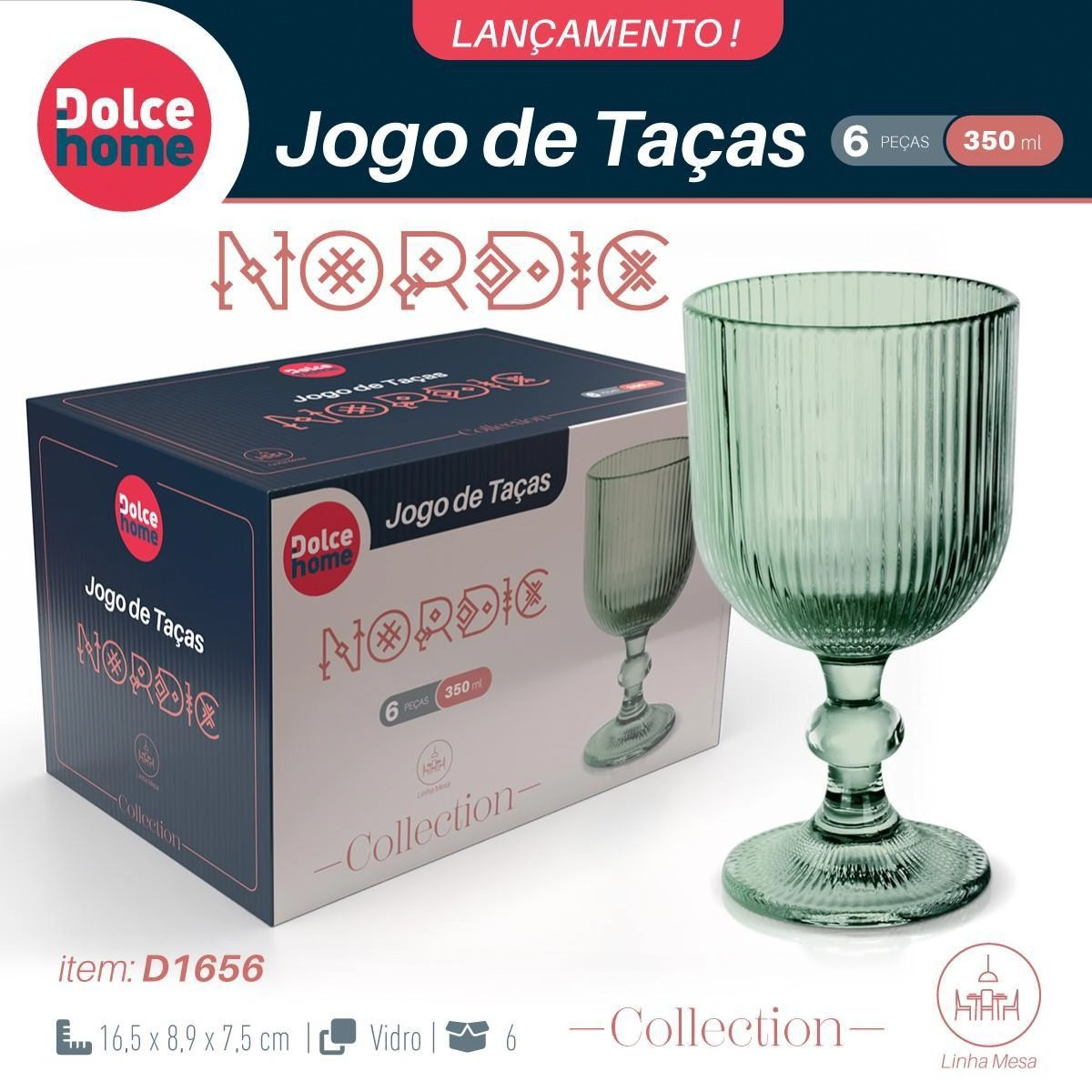 Jg Taca Dolce Home Nordic 350ml Verde C/ 6 Un
