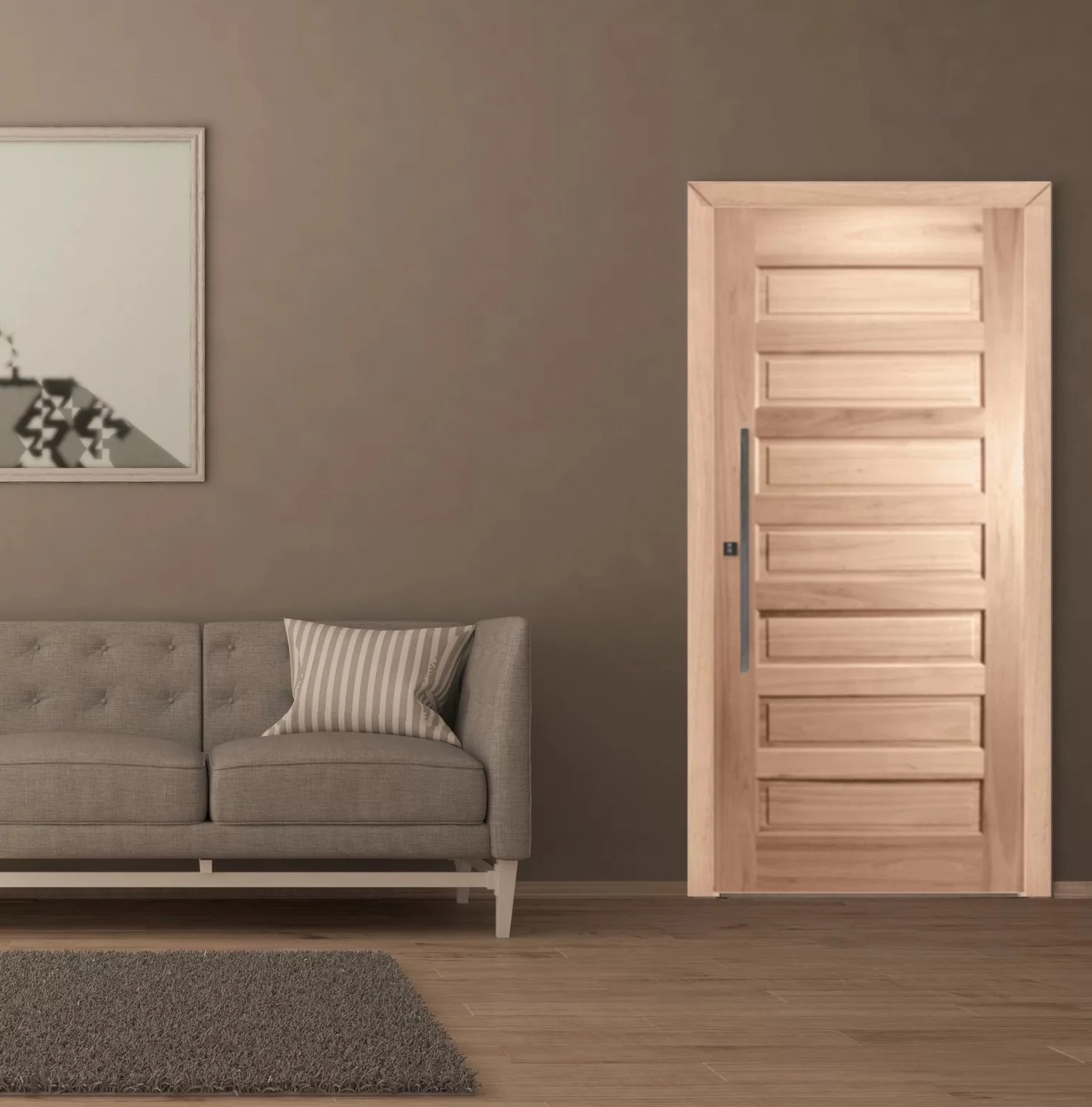 Porta De Madeira Folha 210cmx90cmx3cm Pe28 Esel Natural