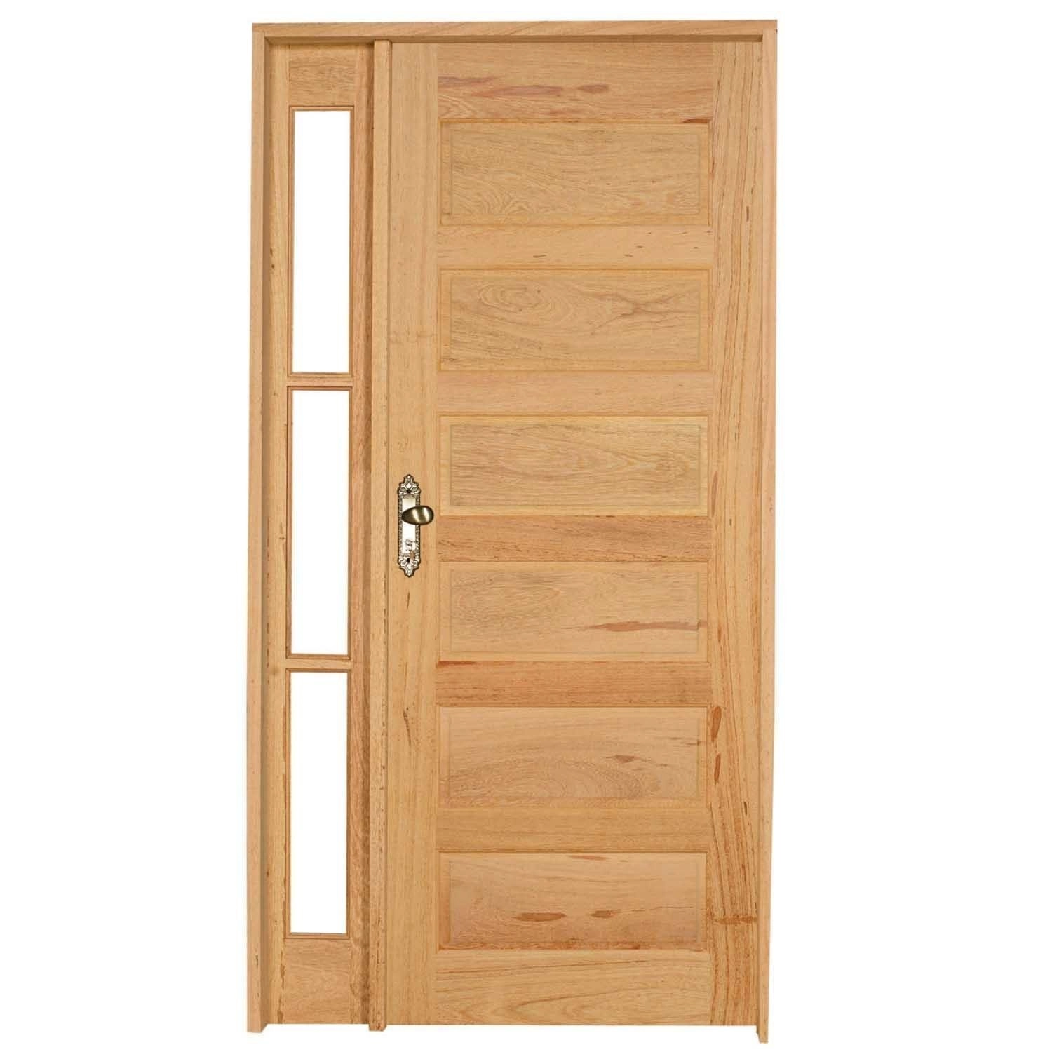 Kit Porta De Madeira Vitrô Direita 213cmx130cmx12cm Pe28 Esel Natural