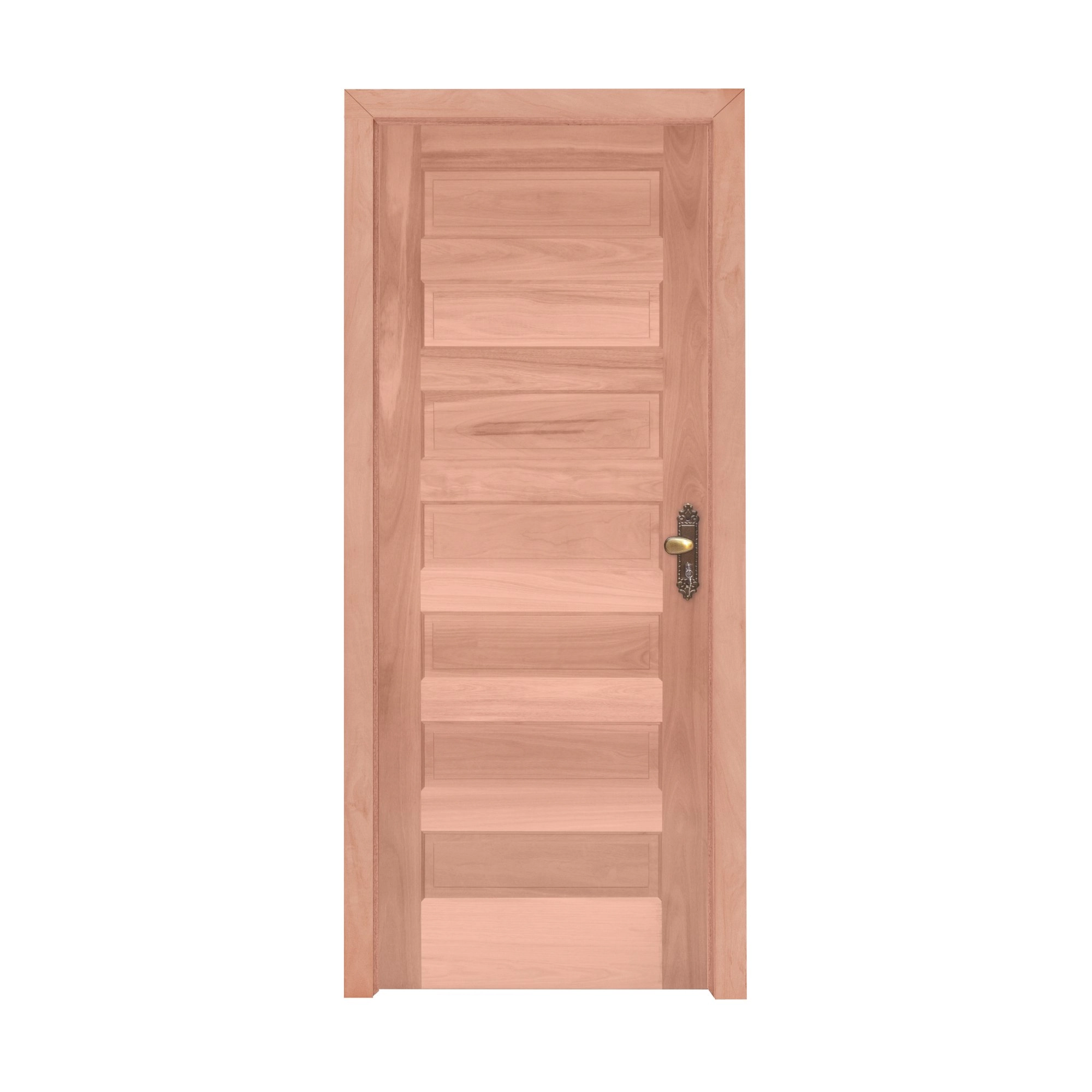 Kit Porta De Madeira 213cmx94,5cmx12cm Pe28 Esel Abertura Esquerda Natural