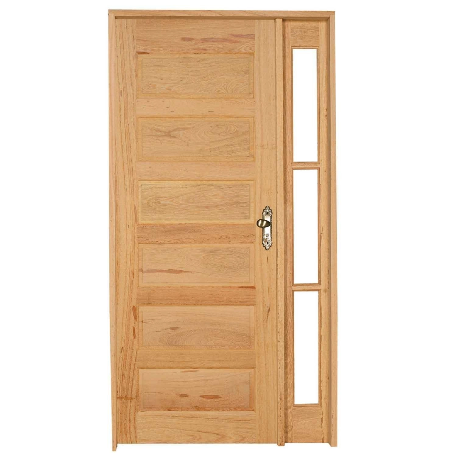 Kit Porta De Madeira Vitrô Esquerda 213cmx110cmx12cm Pe28 Esel Natural