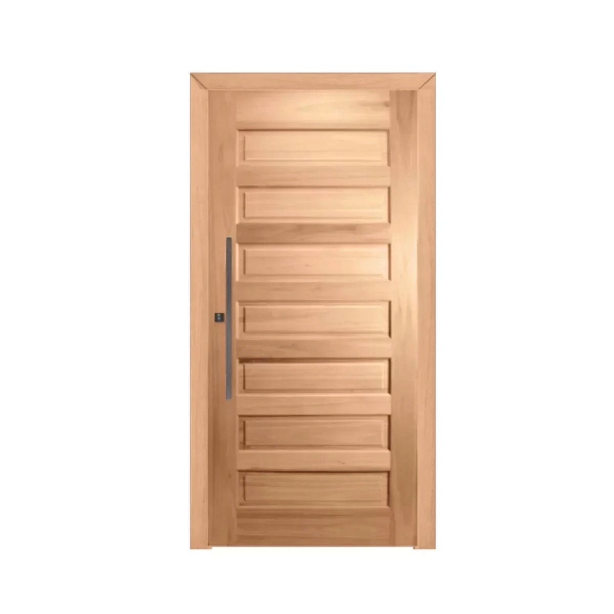 Kit Porta De Madeira Pivotante Frisada 214cmx97cmx12cm Pe28 Esel Abertura Direita Natural