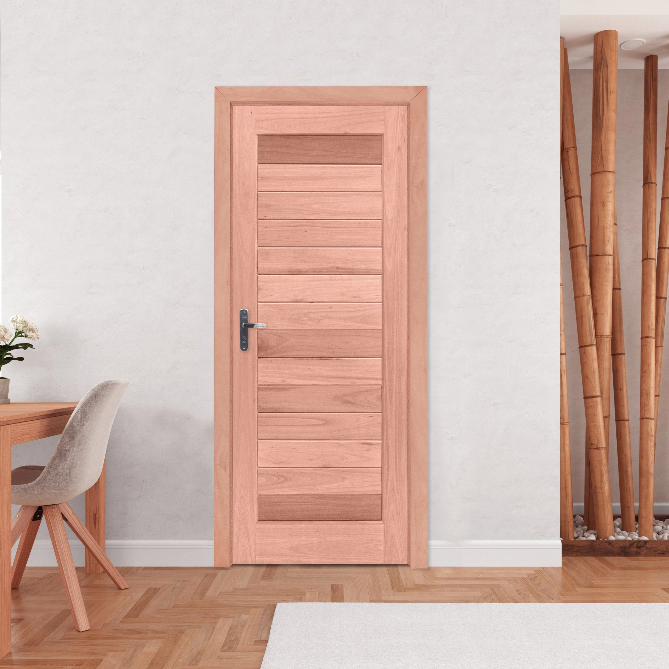 Kit Porta De Madeira Da Abertura 213x74,5cm Batente 12cm Pe31 Esel Abertura Esquerda Natural