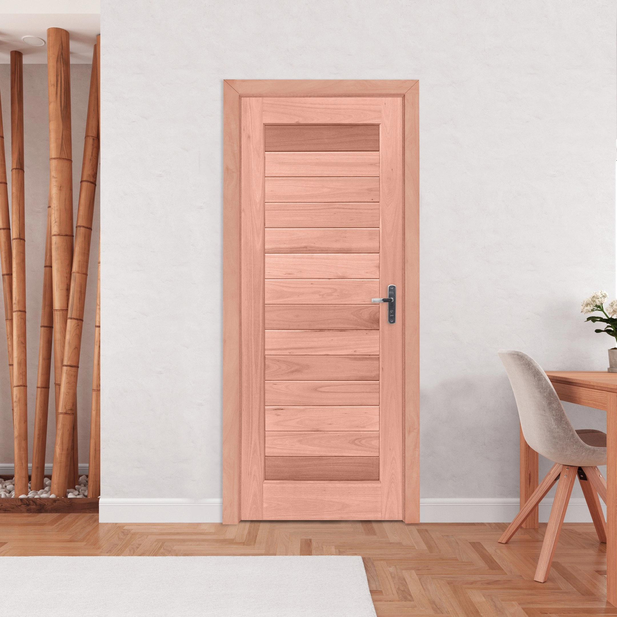 Kit Porta De Madeira Da Abertura 213x84,5cm Batente 12cm Pe31 Esel Abertura Direita Natural