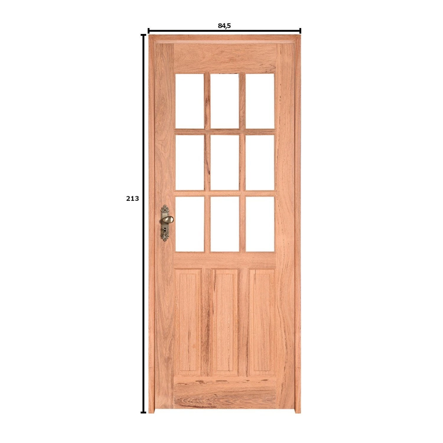 Kit Porta De Madeira 213x84,5cm Batente 12cm Pe09 Esel Abertura Direita Natural