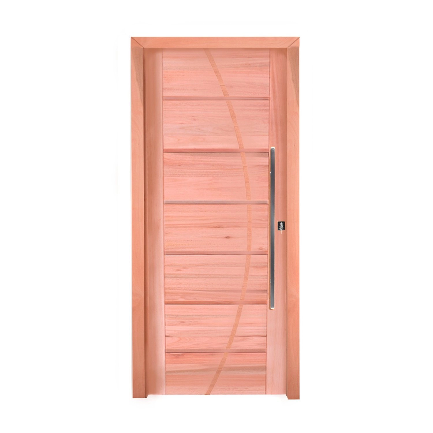 Kit Porta De Madeira Pivotante Lado Esquerdo 214x107cm Batente 12cm Pe33 Com Friso Belissima Esel Natural