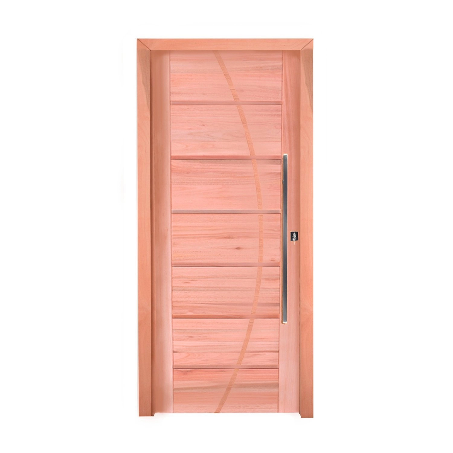 Kit Porta De Madeira Pivotante Lado De Abertura Esquerdo 214x117cm Batente 12cm Pe33 Com Friso Belis