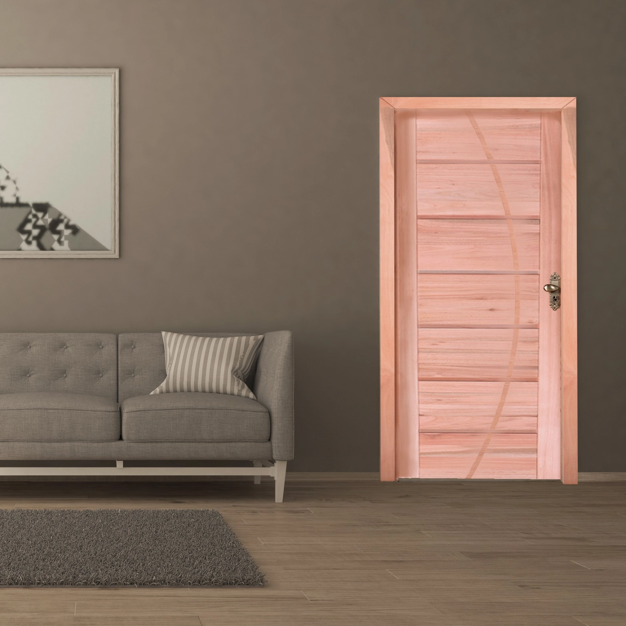 Folha De Porta De Madeira 210x100cm Pe33 Com Friso Belissima Esel