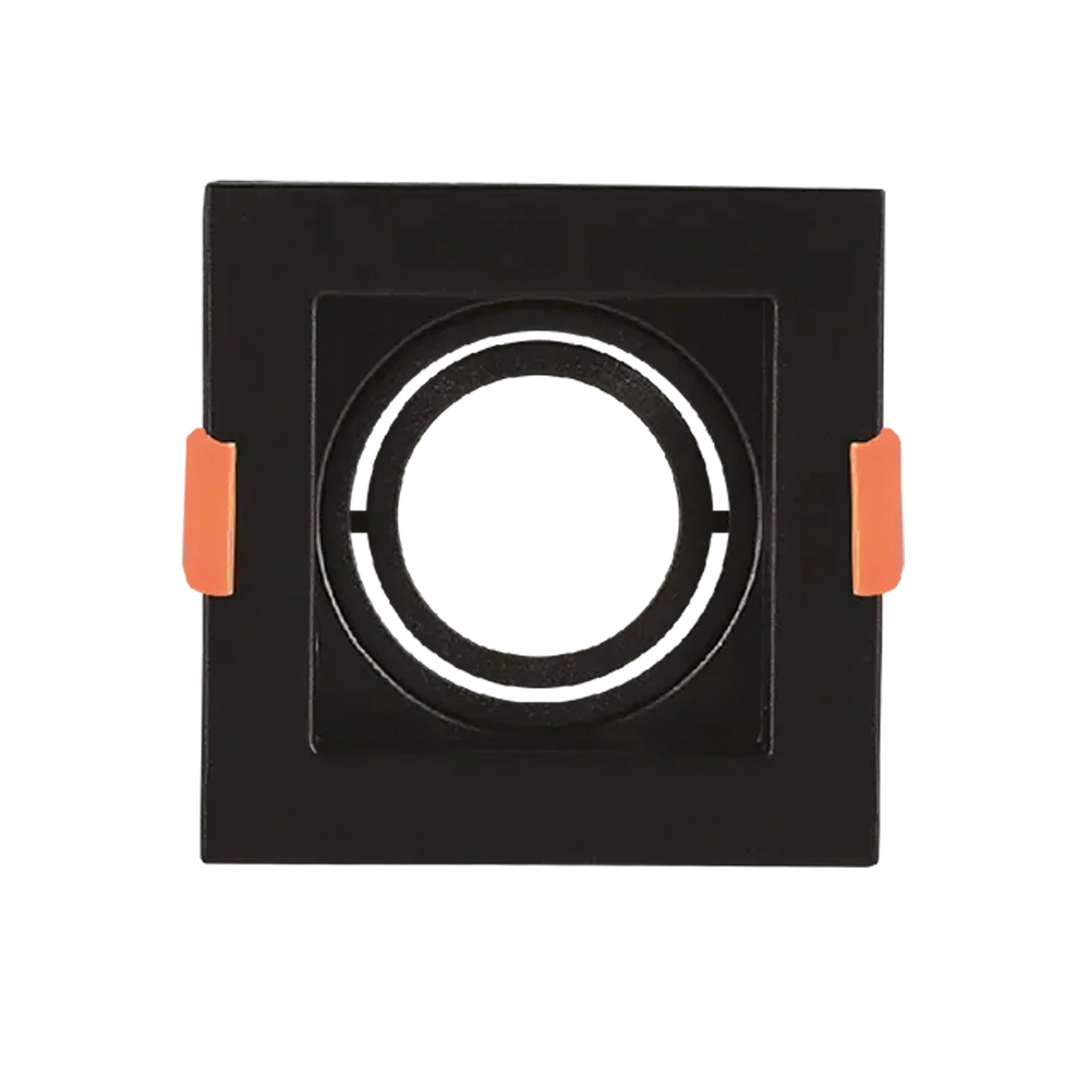 Spot De Embutir Quadrado Preto Mr16 Dicroica Gu10 Direcionável Recuado 10cm