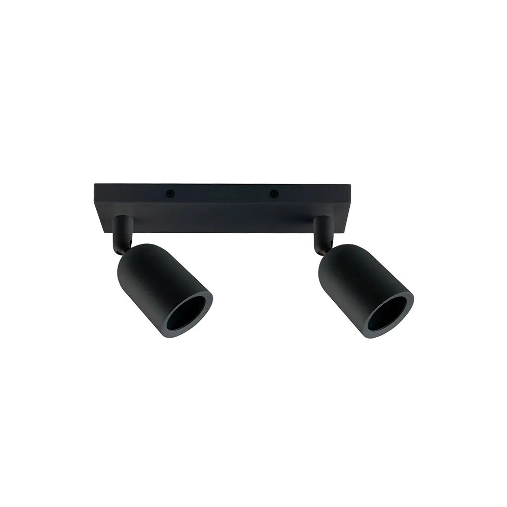 Spot Sobrepor Preto P/ 02 Lampada Mr16 Canopla Quadrada - Galaxy