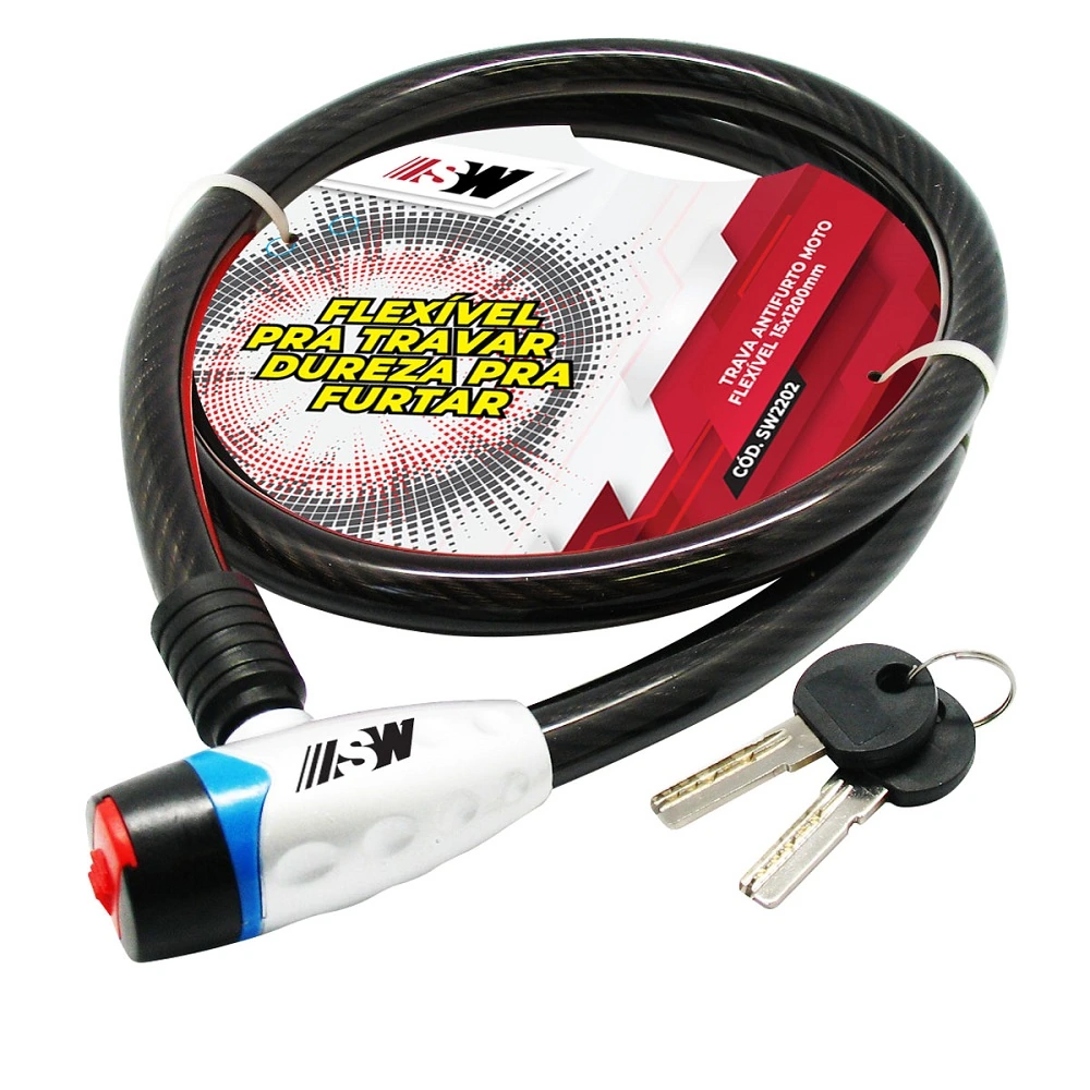 Trava Antifurto para Moto Flexivel 15X1200MM - SW SW2202