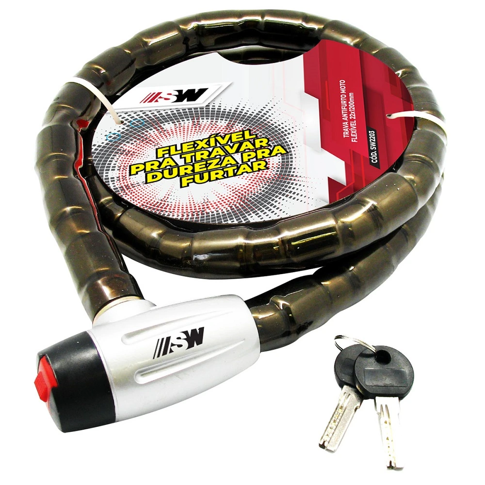 Trava Antifurto para Moto Flexivel 22X1200MM - SW SW2203