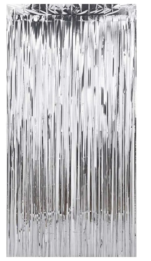Cortina Decorada Met 2m Prata Fox Import