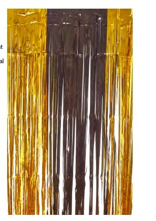 Cortina De Fita Metalizada Dourada/preto 1x2m Ref.pf35012